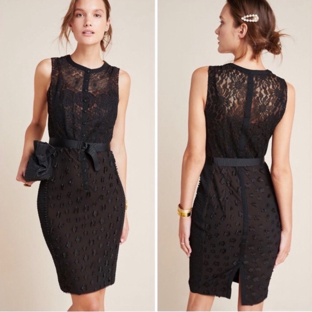Byron Lars Black Lace & Embellished Sheath Dress